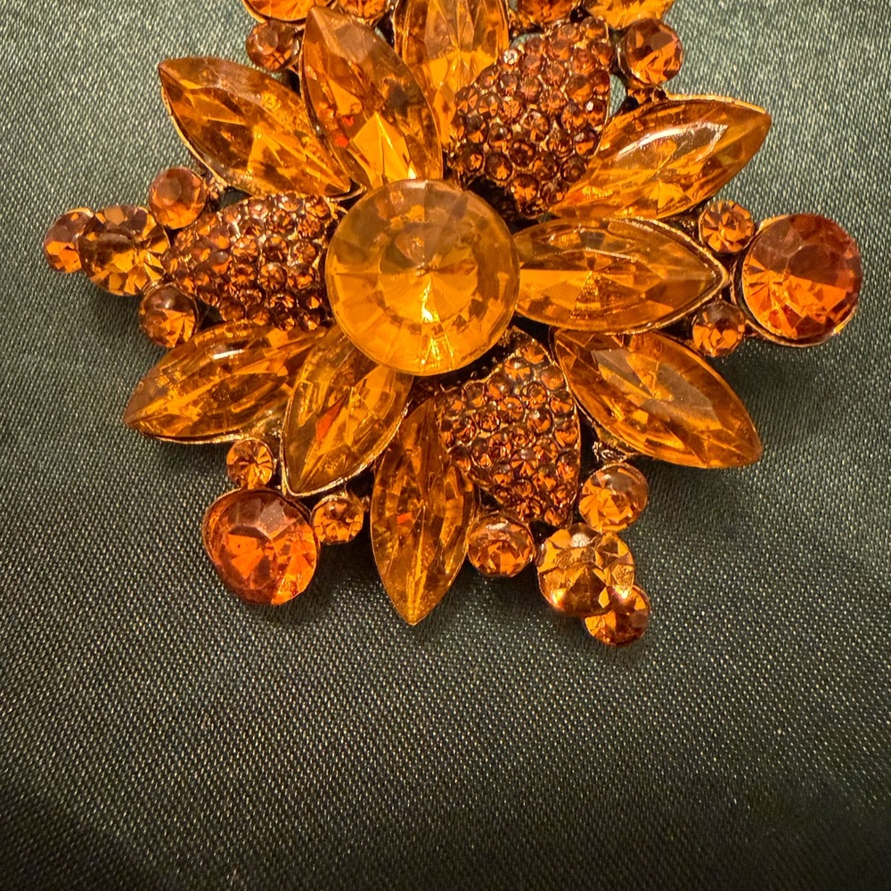Orange Gemstone Brooch